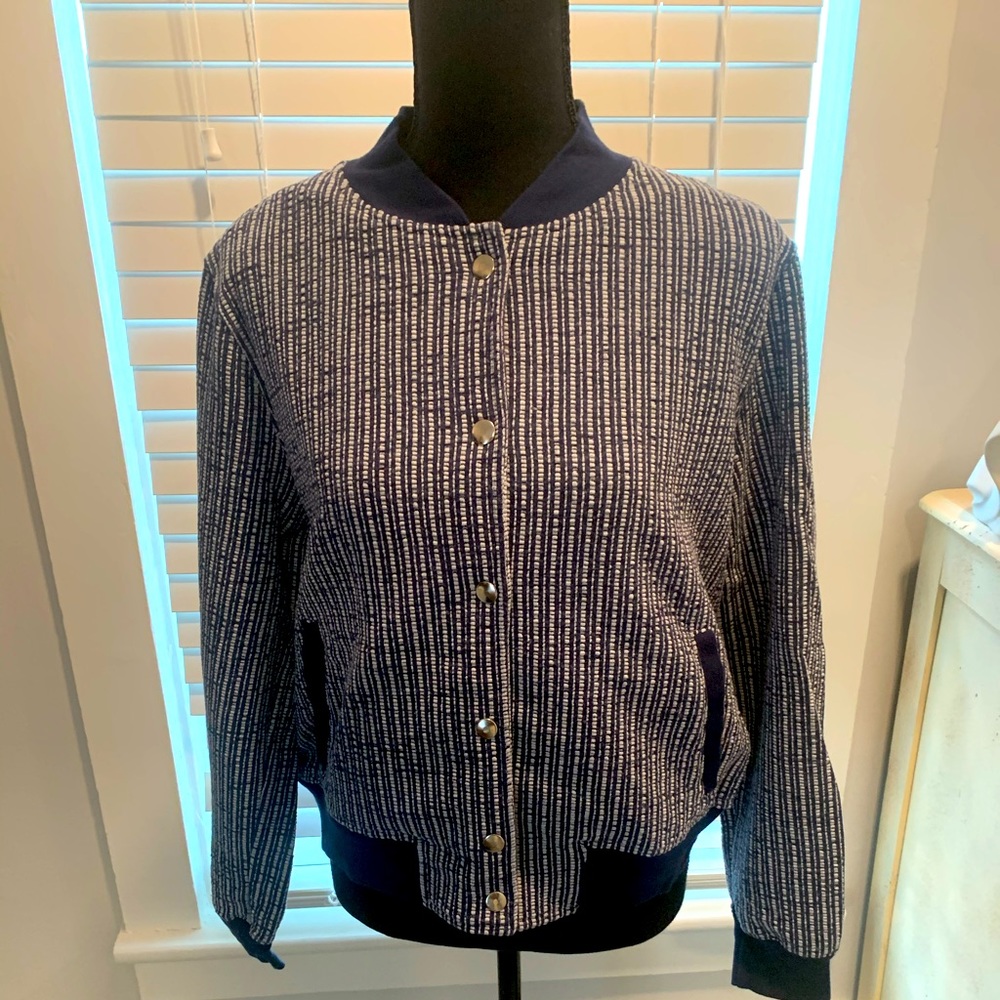 Sol Angeles Blue and white bomber jacket